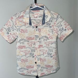 Boys dinosaur, short sleeve button up